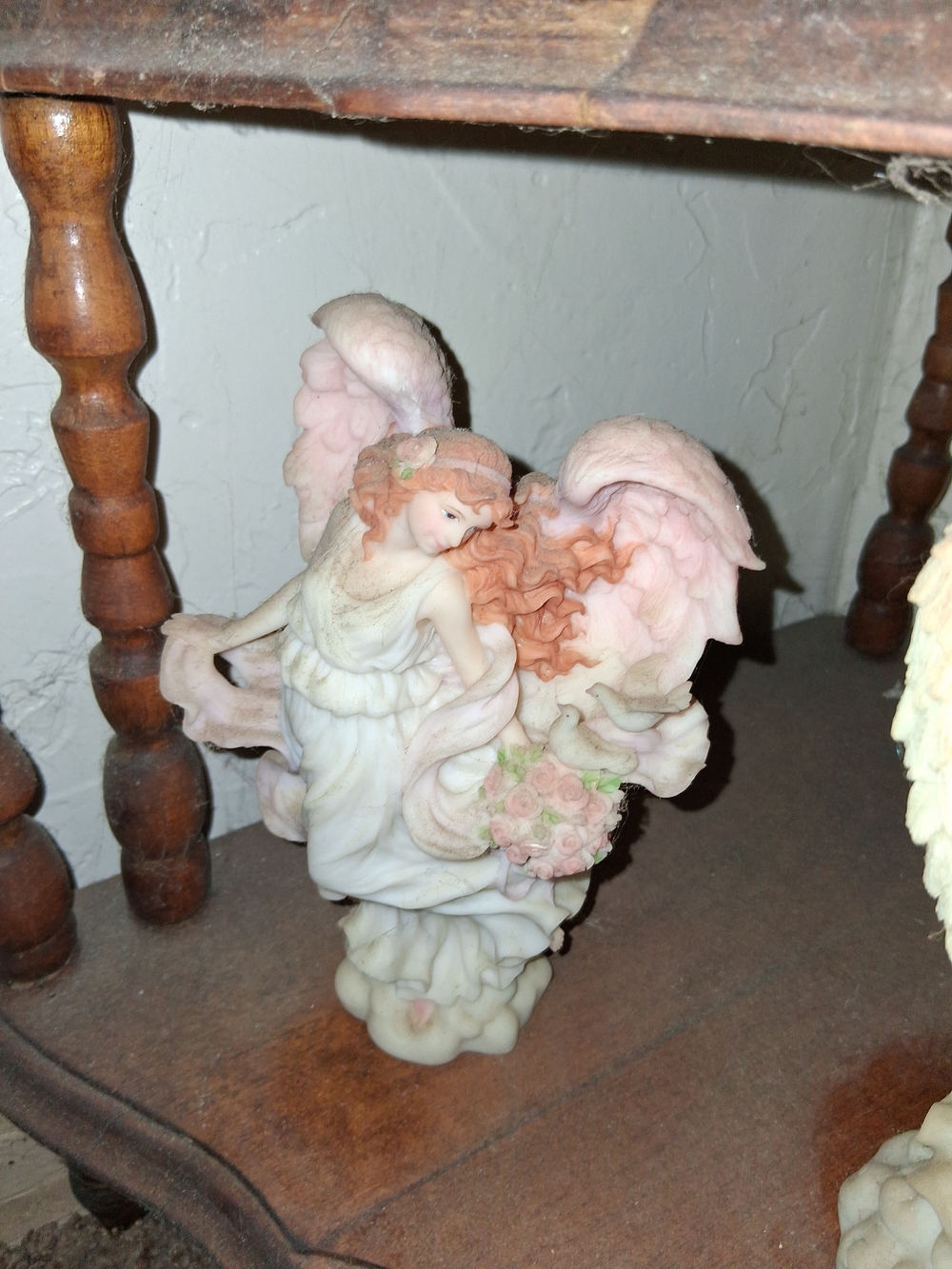 Seraphin Pink and White Angel Figurine And Pink And White With Baby,lavender.